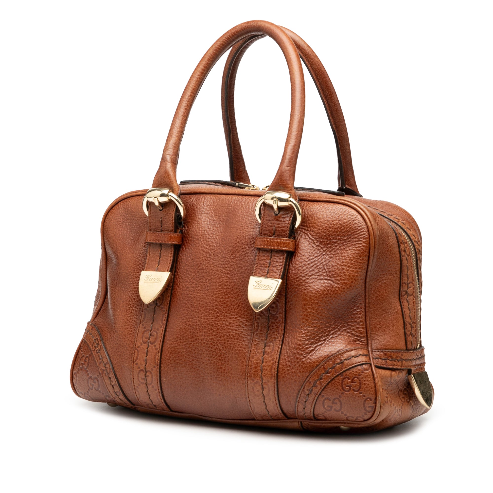 Guccissima Trimmed Leather Signoria Boston Bag
