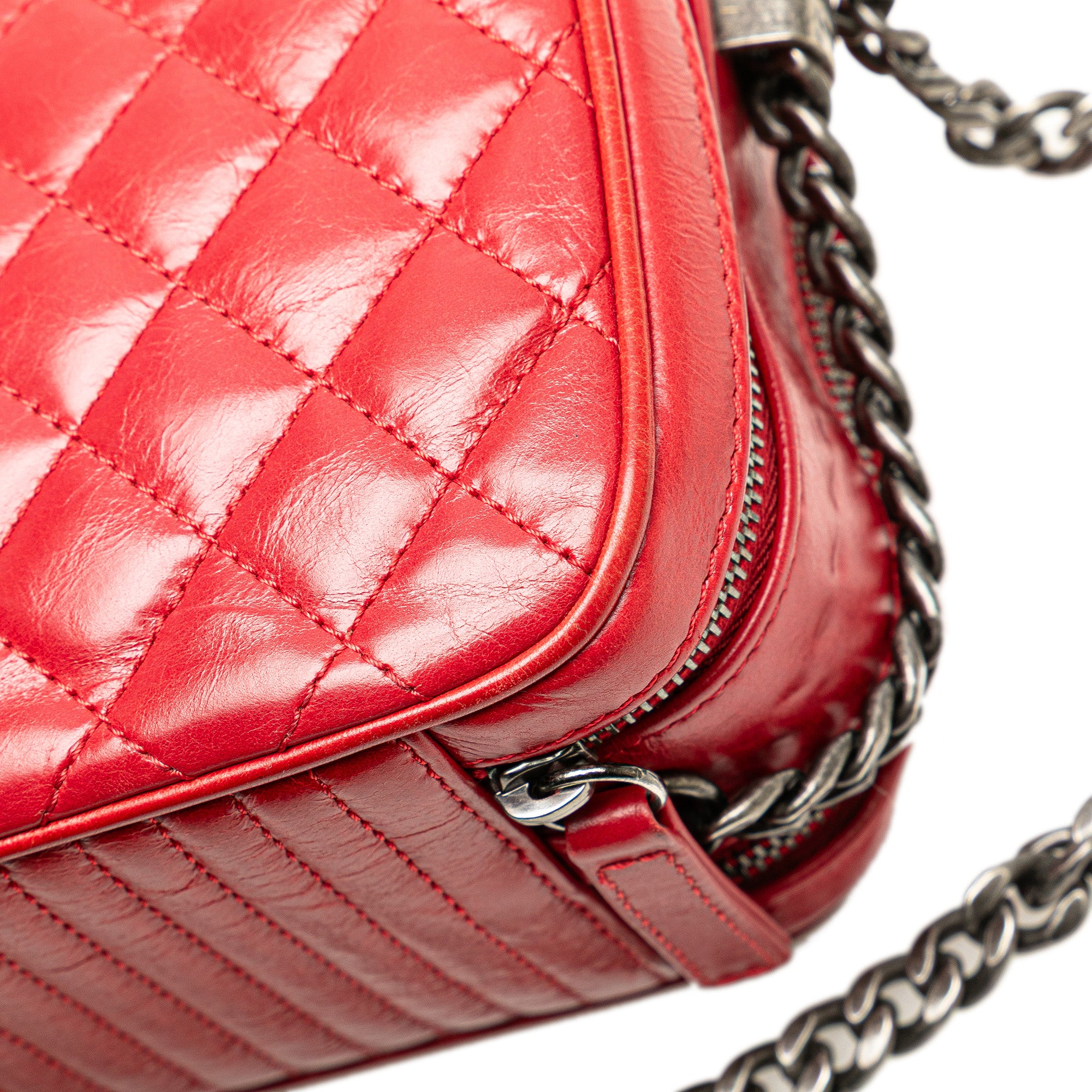 Small Quilted Glazed Calfskin Coco Boy Camera Bag