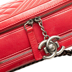 Small Quilted Glazed Calfskin Coco Boy Camera Bag