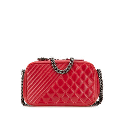 Small Quilted Glazed Calfskin Coco Boy Camera Bag