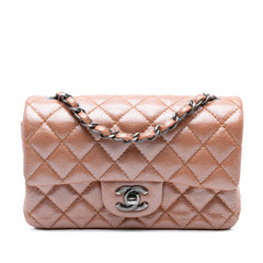 Mini Rectangular Classic Metallic Caviar Single Flap