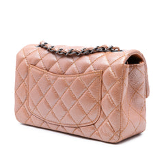 Mini Rectangular Classic Metallic Caviar Single Flap