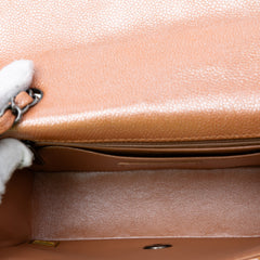 Mini Rectangular Classic Metallic Caviar Single Flap