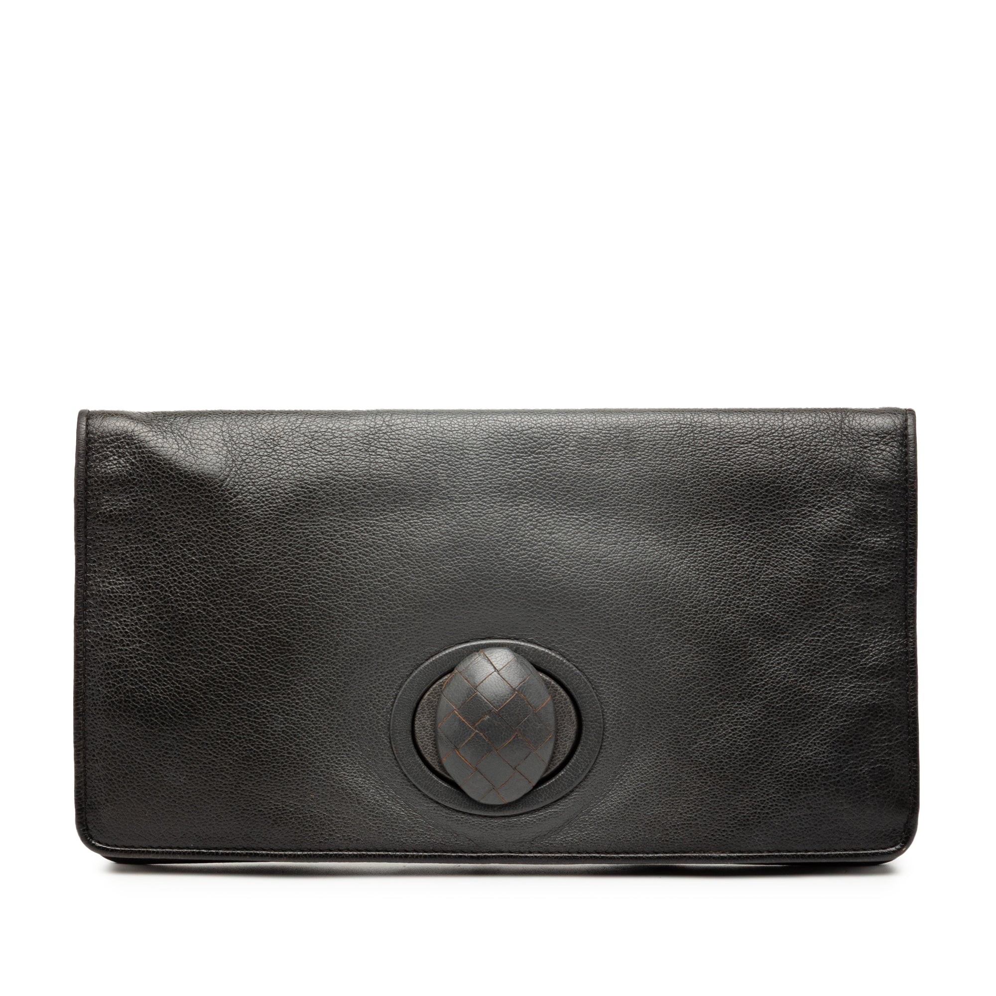 Leather Turn Lock Clutch