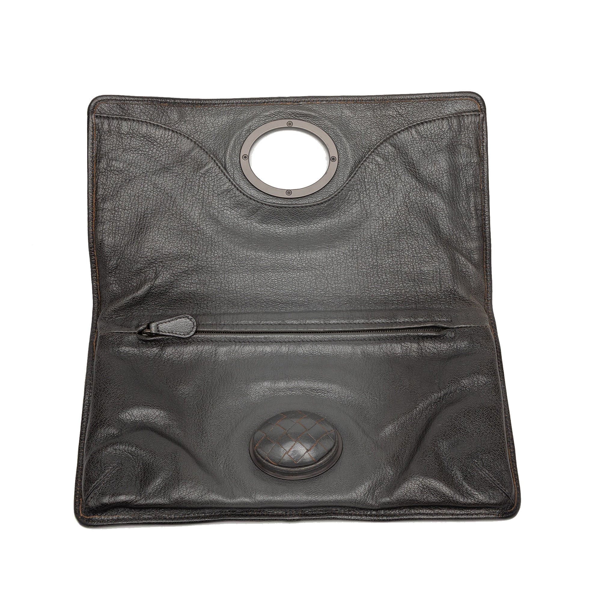 Leather Turn Lock Clutch