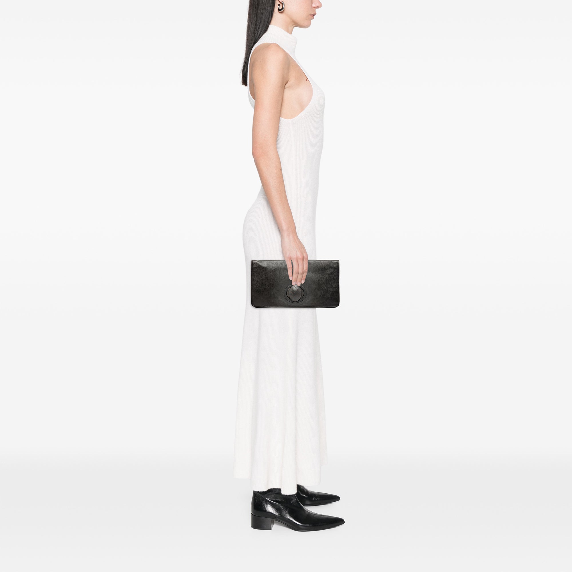 Leather Turn Lock Clutch