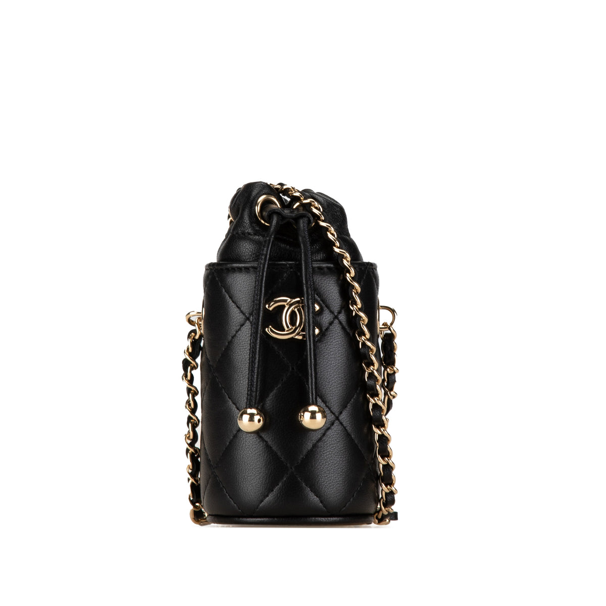 Micro Quilted Lambskin Drawstring Bucket Bag_0