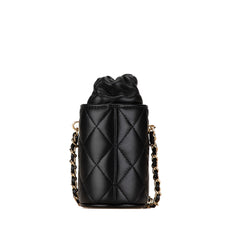 Micro Quilted Lambskin Drawstring Bucket Bag