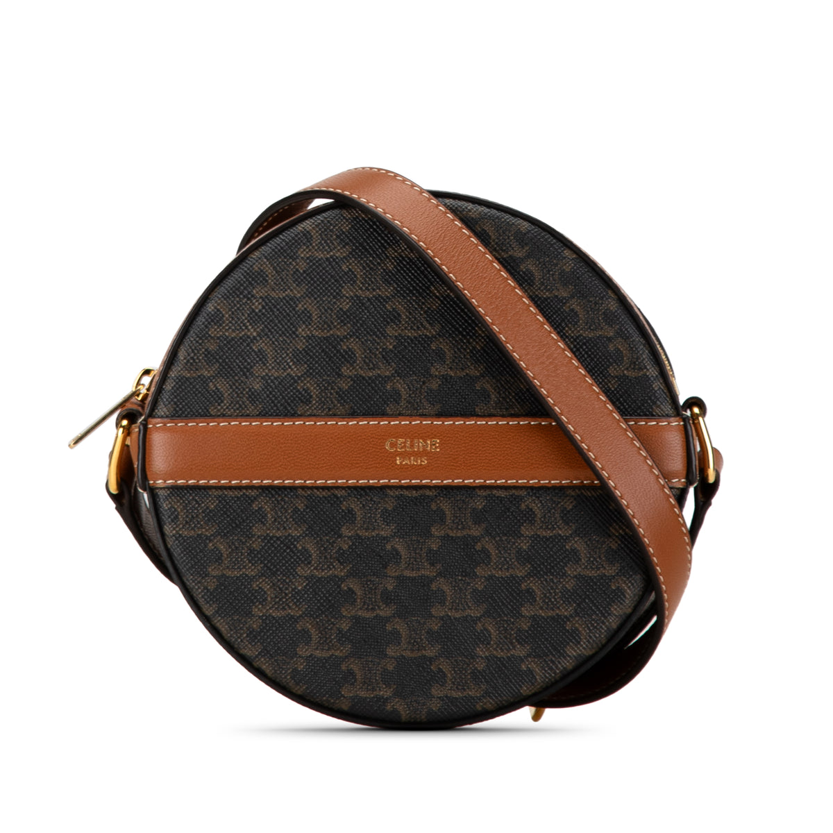 Triomphe Round Purse on Strap