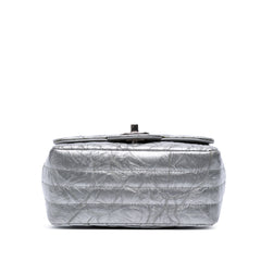 Mini Square Classic Chevron Metallic Crumpled Patent Single Flap