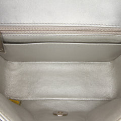 Mini Square Classic Chevron Metallic Crumpled Patent Single Flap