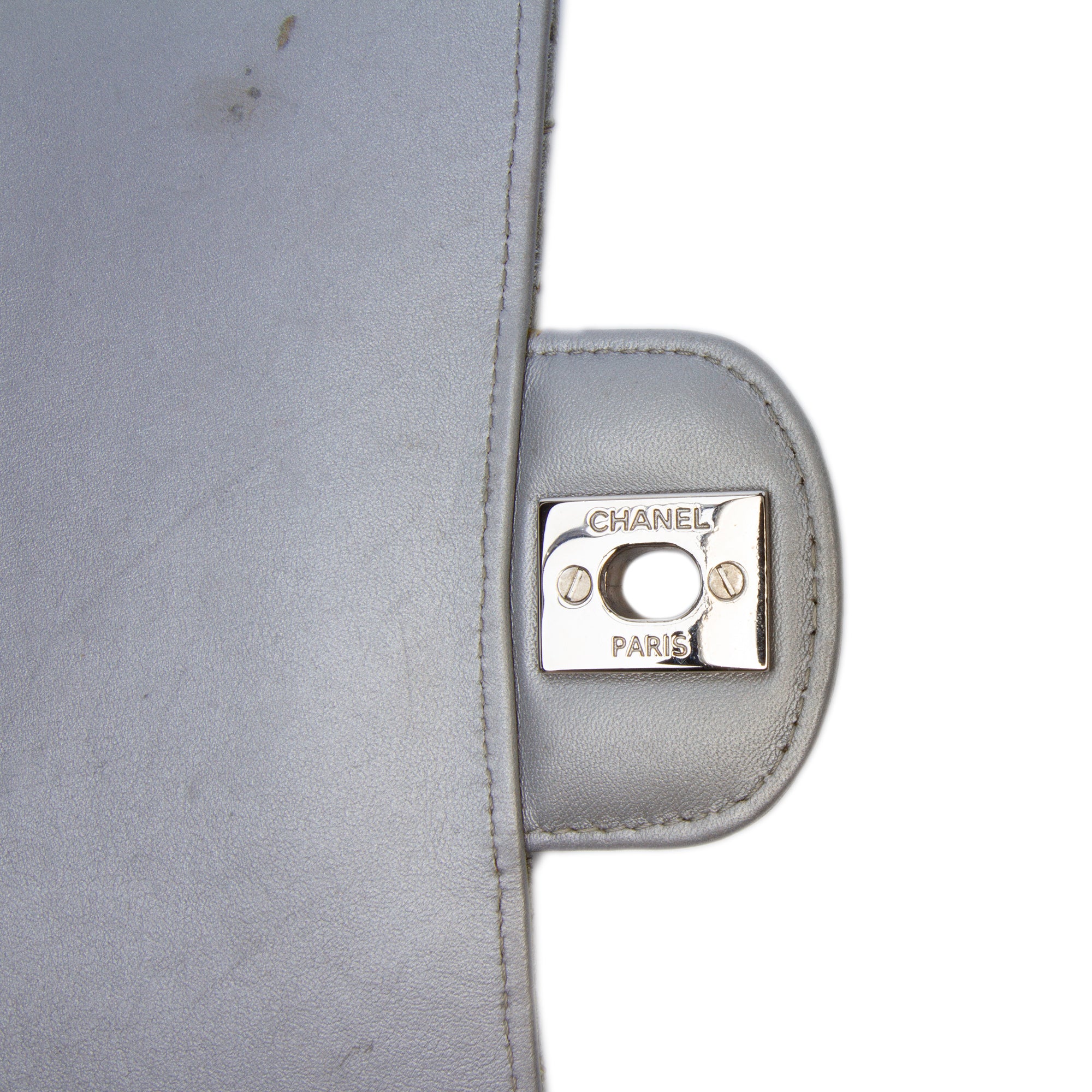 Mini Square Classic Chevron Metallic Crumpled Patent Single Flap
