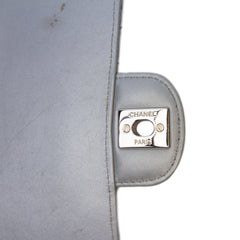Mini Square Classic Chevron Metallic Crumpled Patent Single Flap