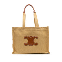Large Raffia Cuir Triomphe Cabas Thais Tote