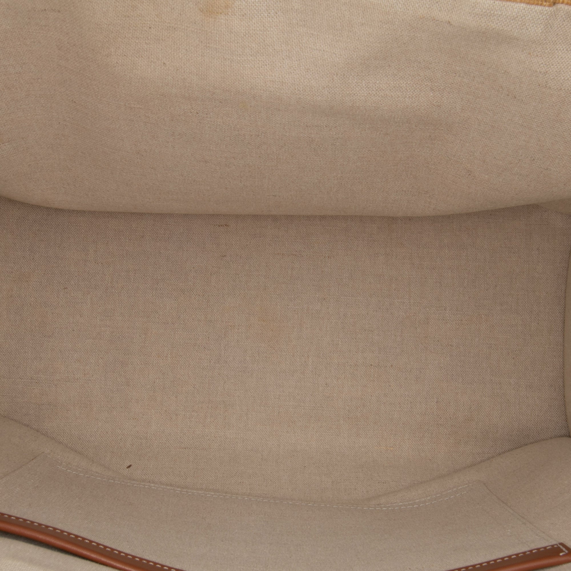Large Raffia Cuir Triomphe Cabas Thais Tote