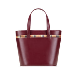 House Check Canvas Trimmed Leather Handbag