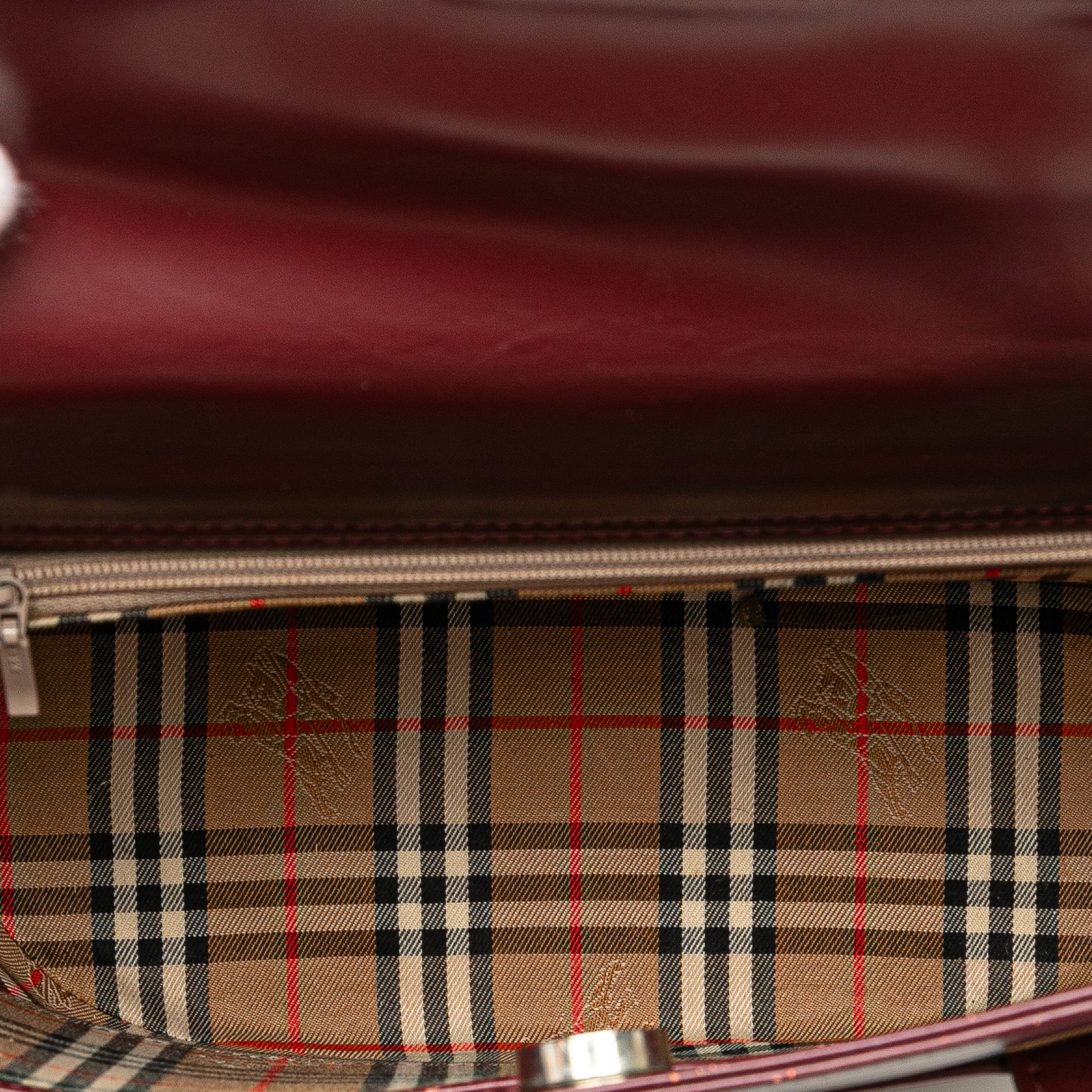 House Check Canvas Trimmed Leather Handbag