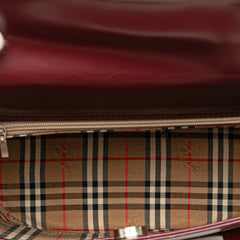 House Check Canvas Trimmed Leather Handbag