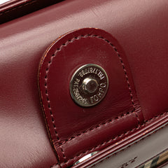 House Check Canvas Trimmed Leather Handbag