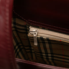 House Check Canvas Trimmed Leather Handbag