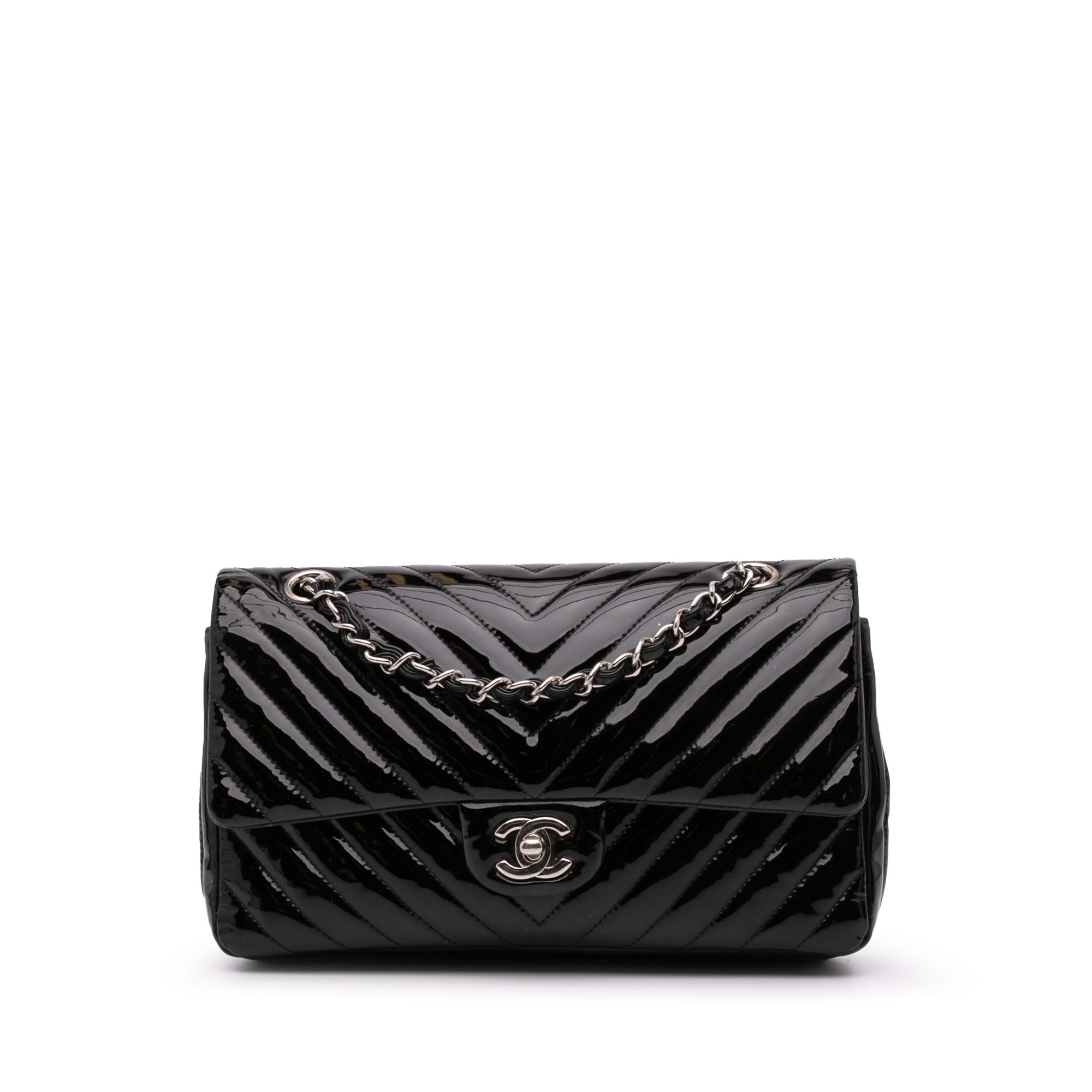 Medium Classic Chevron Patent Double Flap