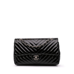 Medium Classic Chevron Patent Double Flap