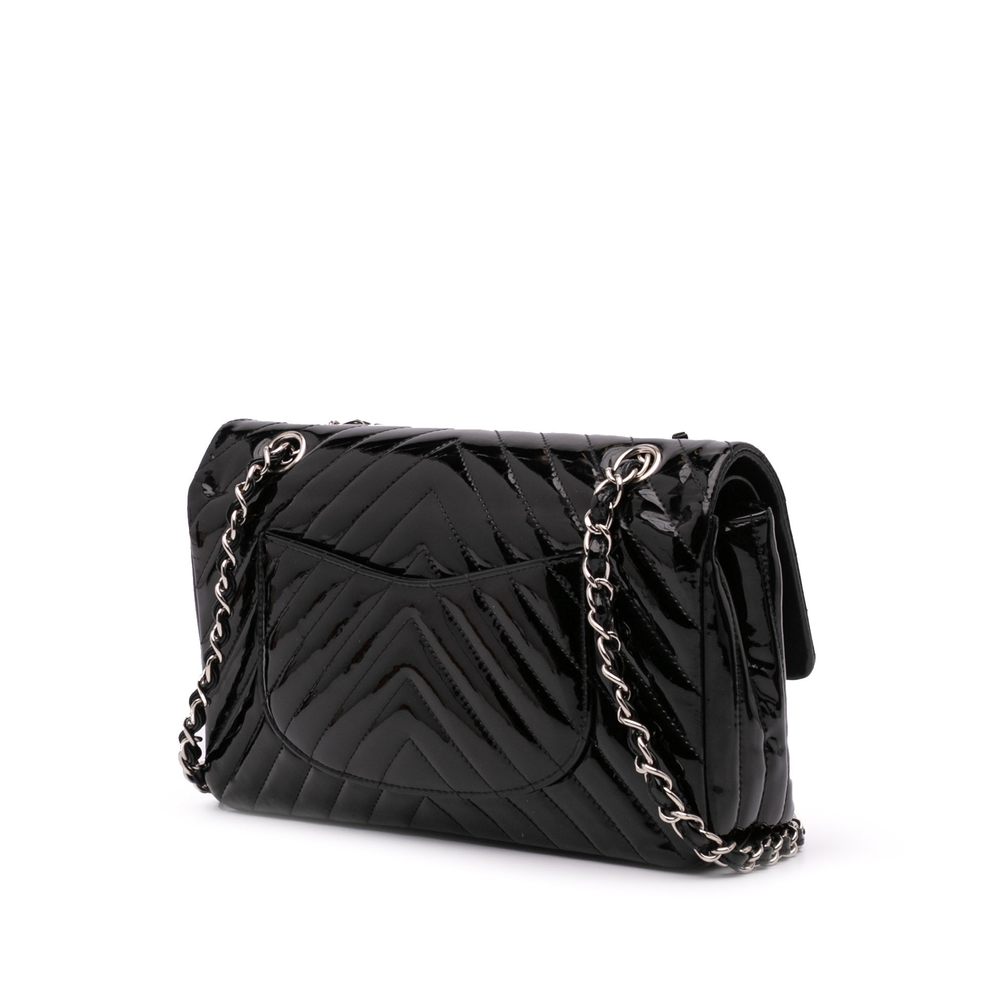 Medium Classic Chevron Patent Double Flap