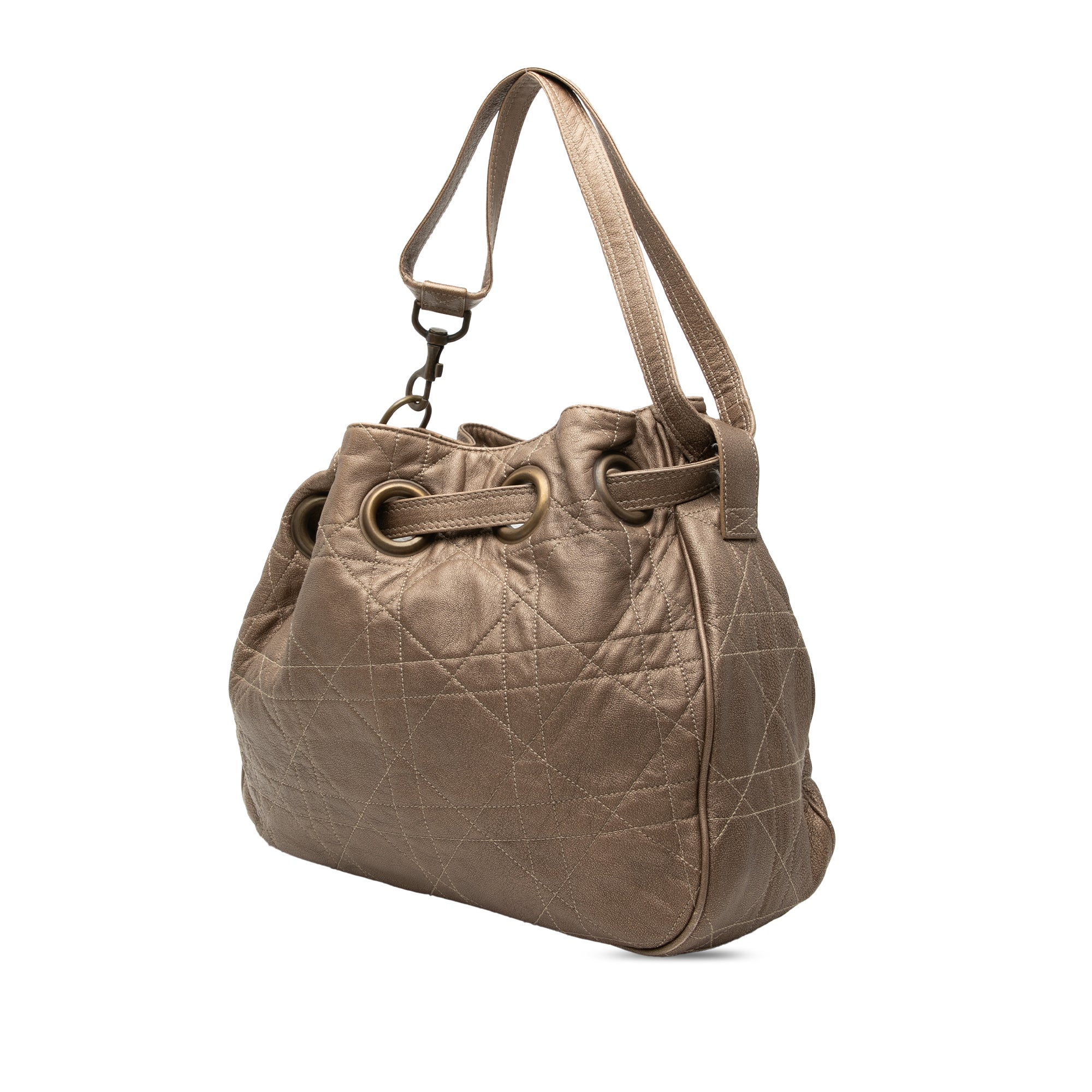 Lambskin Cannage Drawstring Hobo