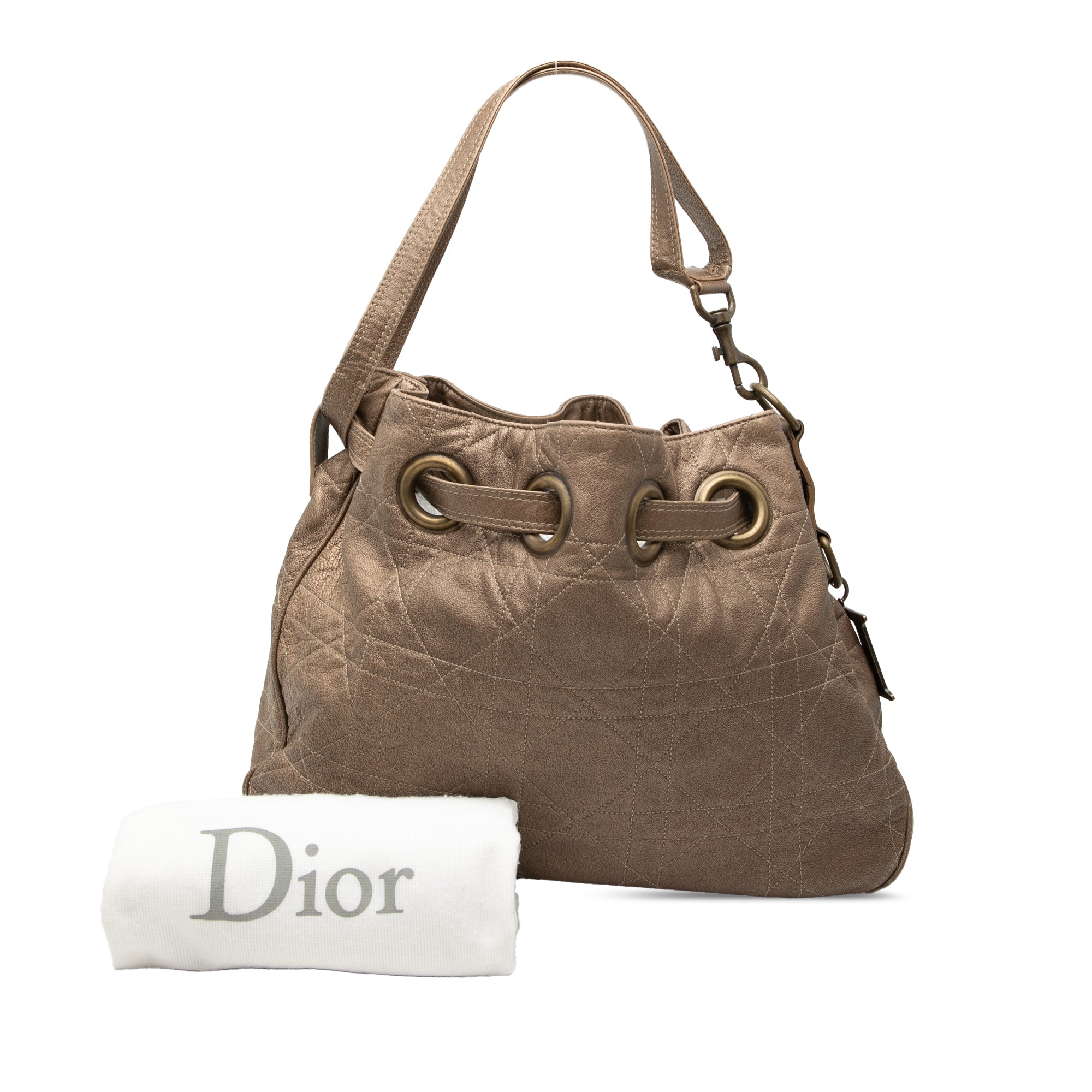 Lambskin Cannage Drawstring Hobo