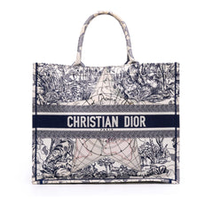 Large Canvas Embroidered Around The World Book Tote