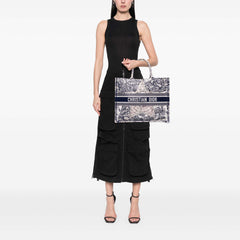 Large Canvas Embroidered Around The World Book Tote
