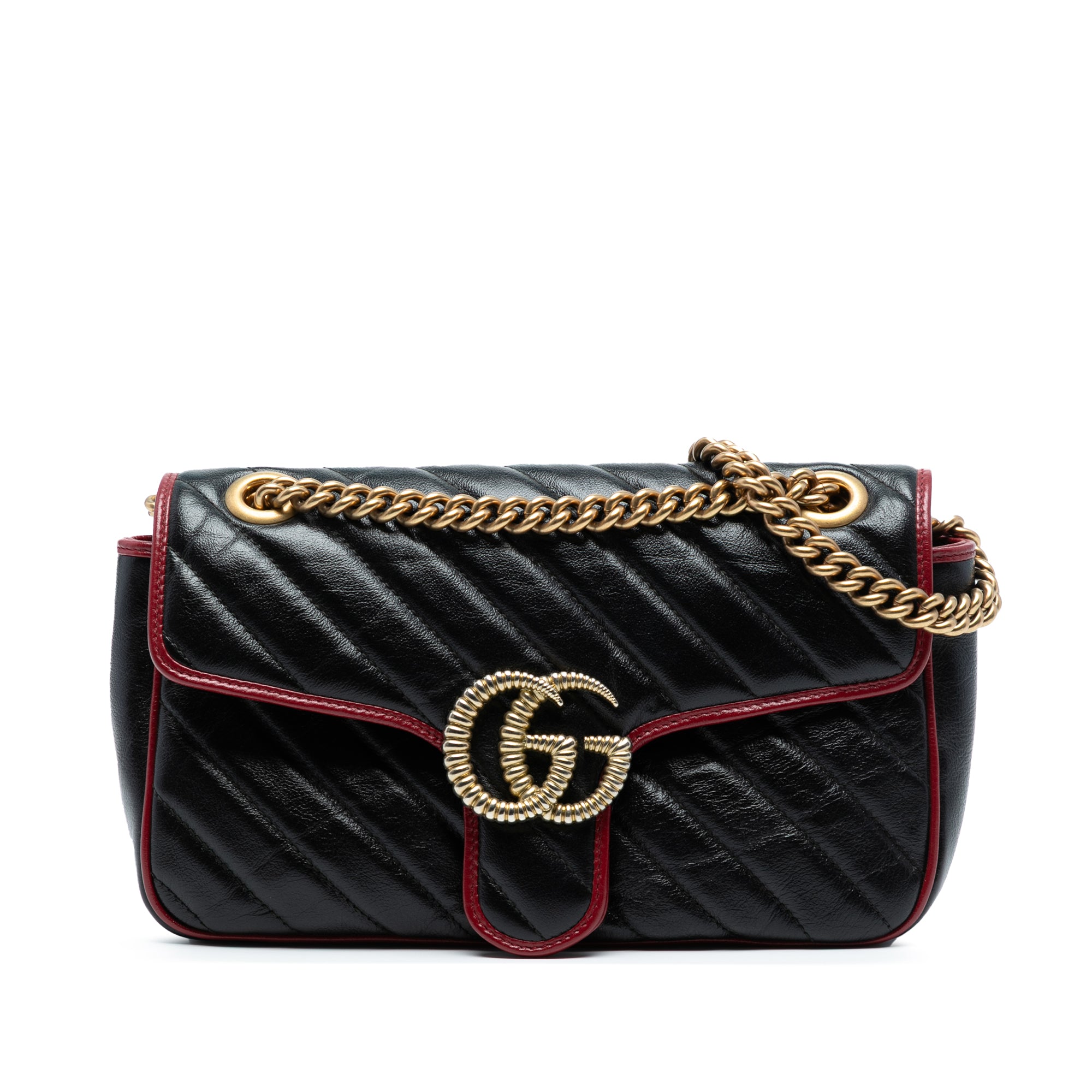 Medium GG Marmont Matelasse Diagonal Leather Torchon Shoulder Bag