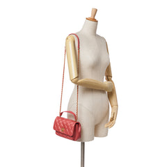 Quilted Metallic Calfskin Top Handle Flap