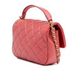 Quilted Metallic Calfskin Top Handle Flap