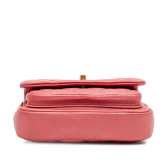 Quilted Metallic Calfskin Top Handle Flap