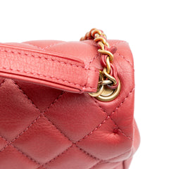 Quilted Metallic Calfskin Top Handle Flap