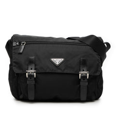 Tessuto Zip Double Buckle Messenger Bag