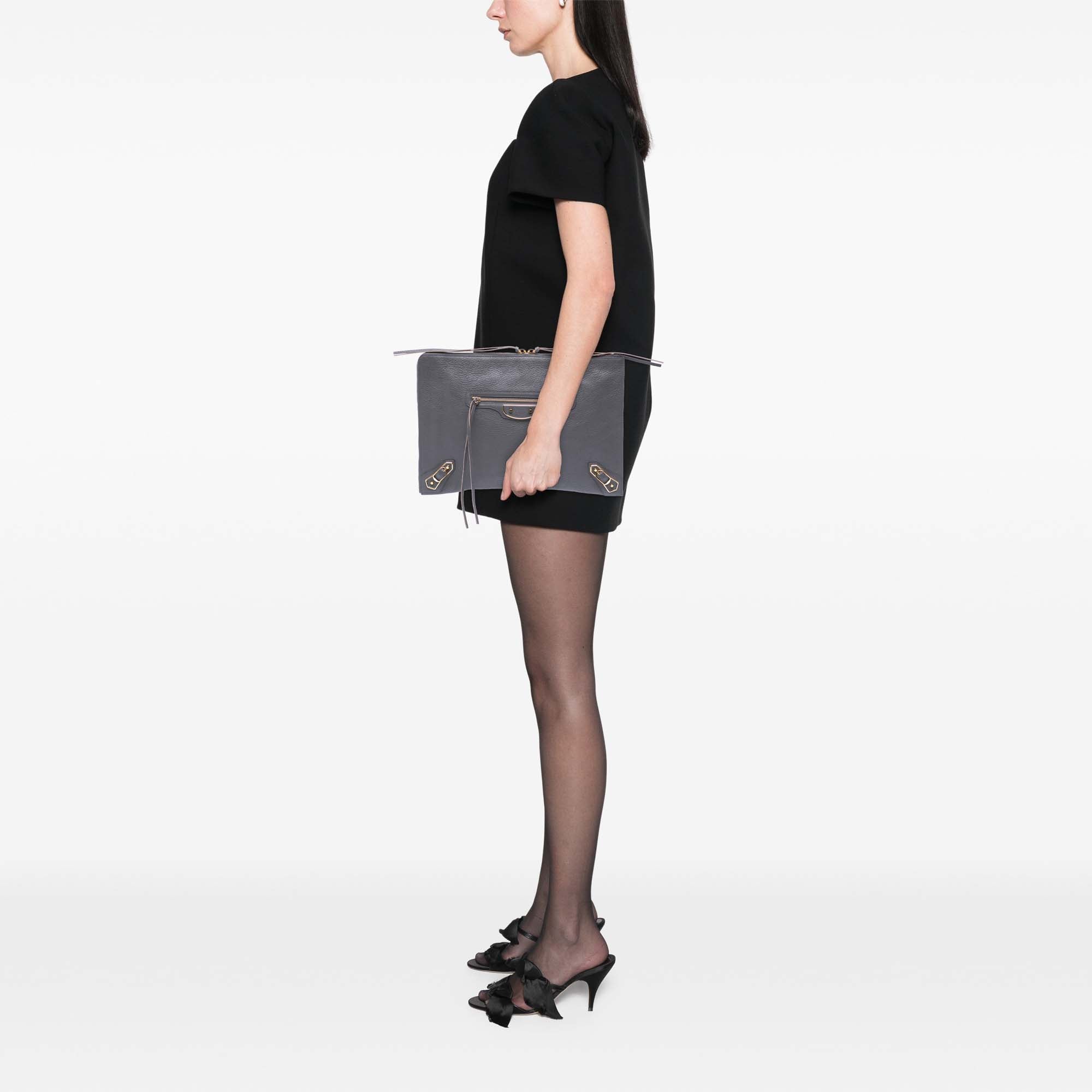 Goatskin Motocross Classic Metallic Edge Clutch