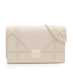 Small Ultra Matte Studded Calfskin Diorama Wallet on Chain