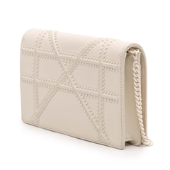 Small Ultra Matte Studded Calfskin Diorama Wallet on Chain