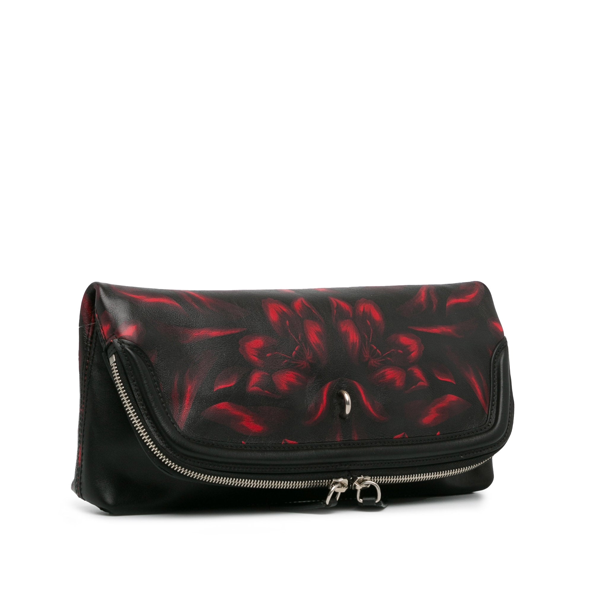 Leather Tulips Print Fold Clutch_1