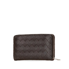 Leather Intrecciato Zip Around Long Wallet