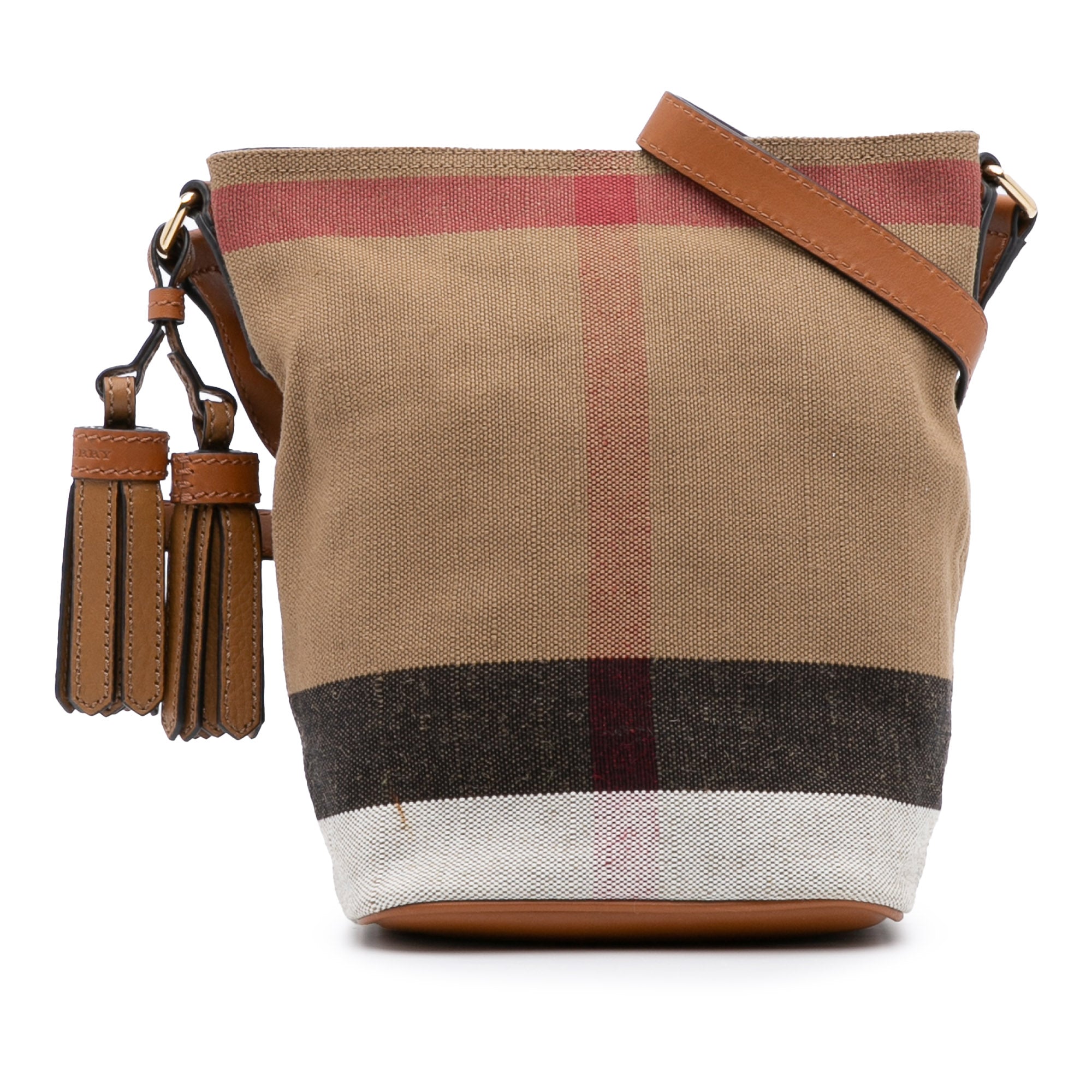 Mini Mega Check Canvas Ashby Tassel Bucket Bag
