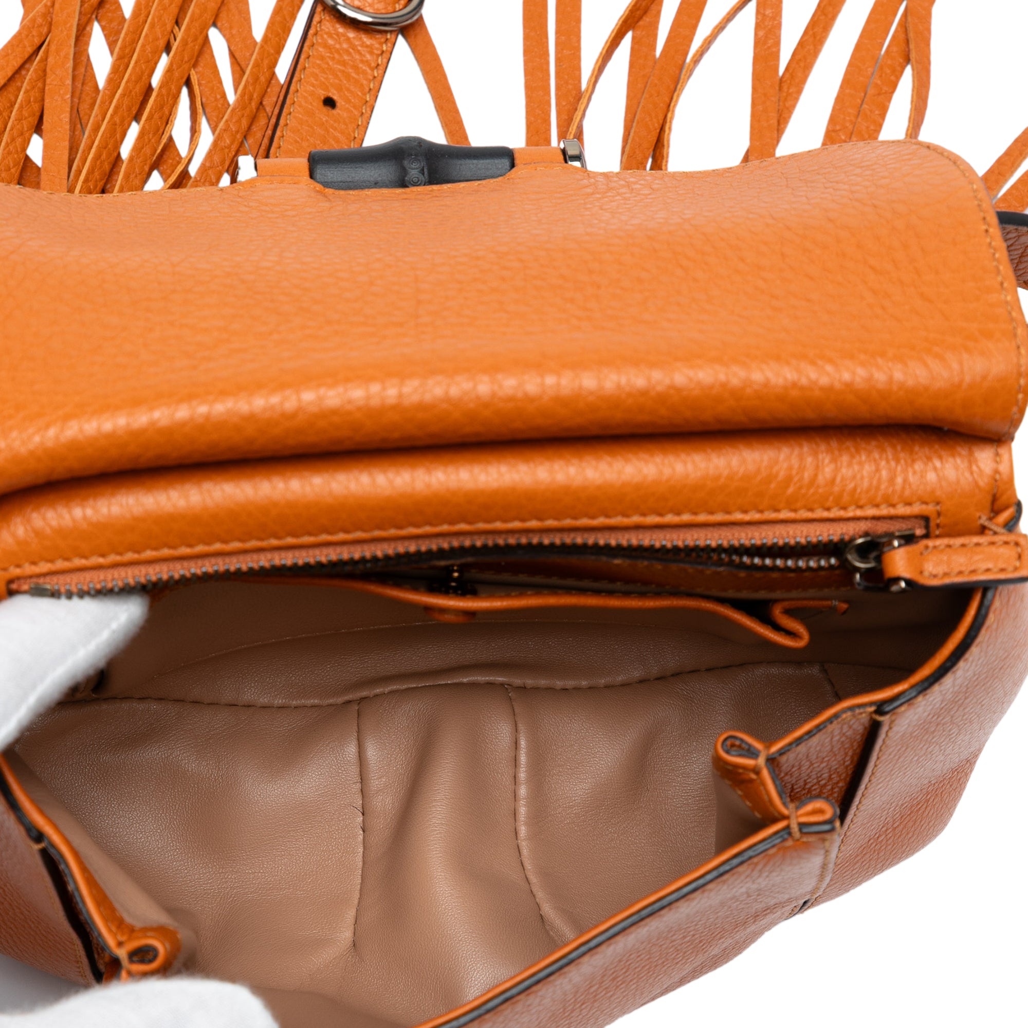 Small Leather Bamboo Nouveau Fringe Crossbody