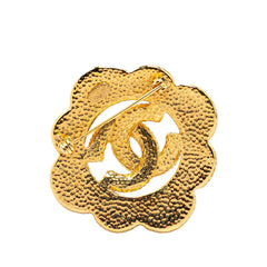 Gold Plated Faux Pearl CC Brooch