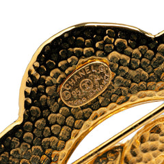 Gold Plated Faux Pearl CC Brooch
