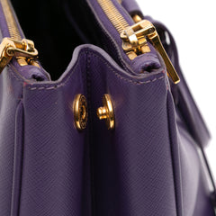 Large Saffiano Lux Galleria Double Zip Satchel