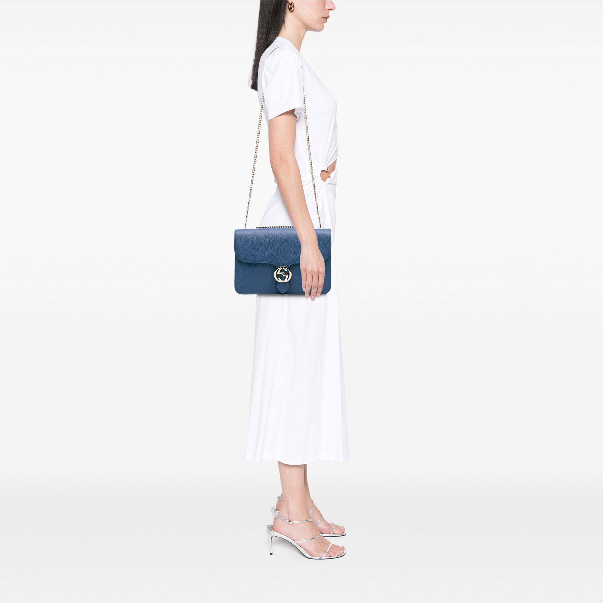 Medium Dollar Calfskin Interlocking G Crossbody