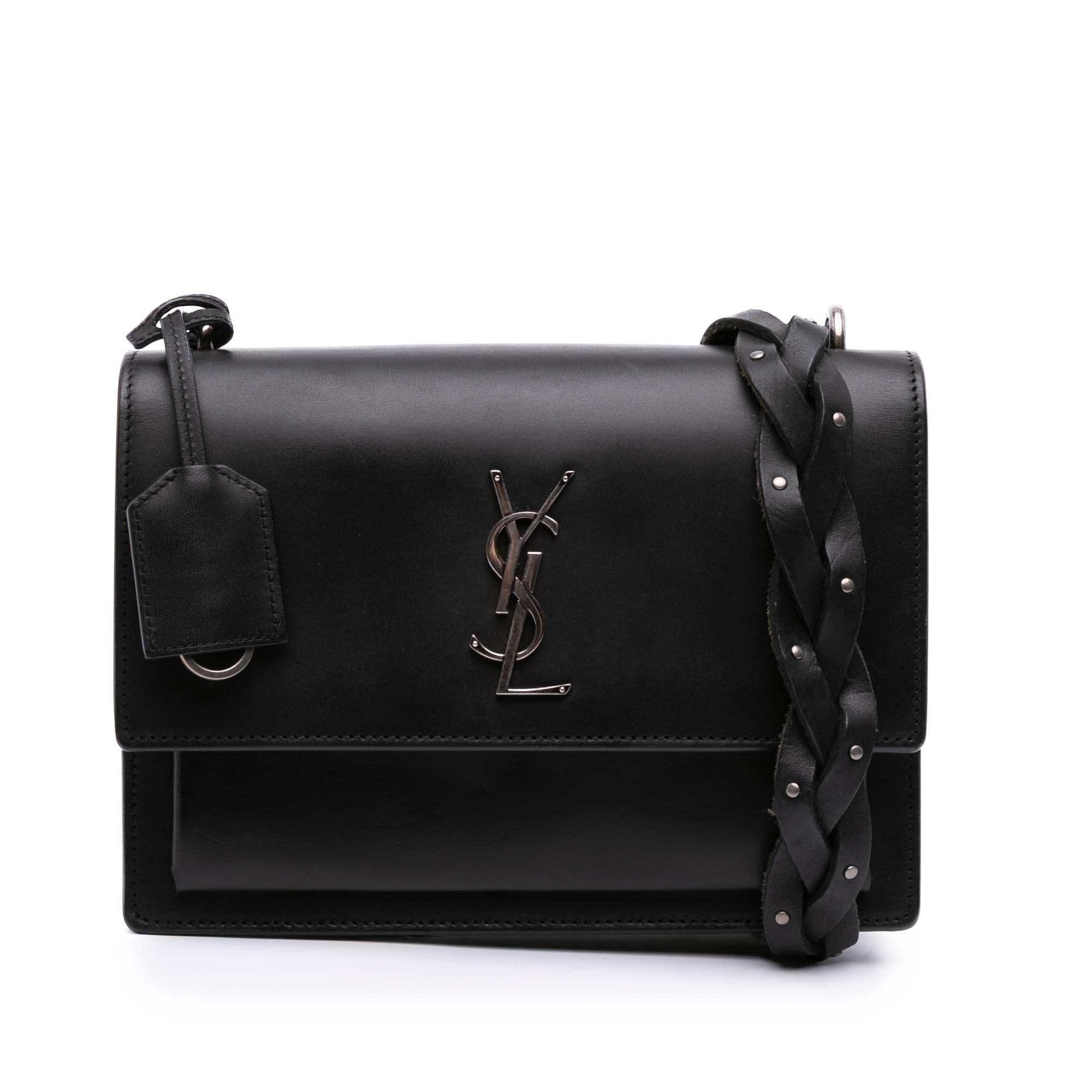 Medium Leather Monogram Sunset Braided Strap Crossbody