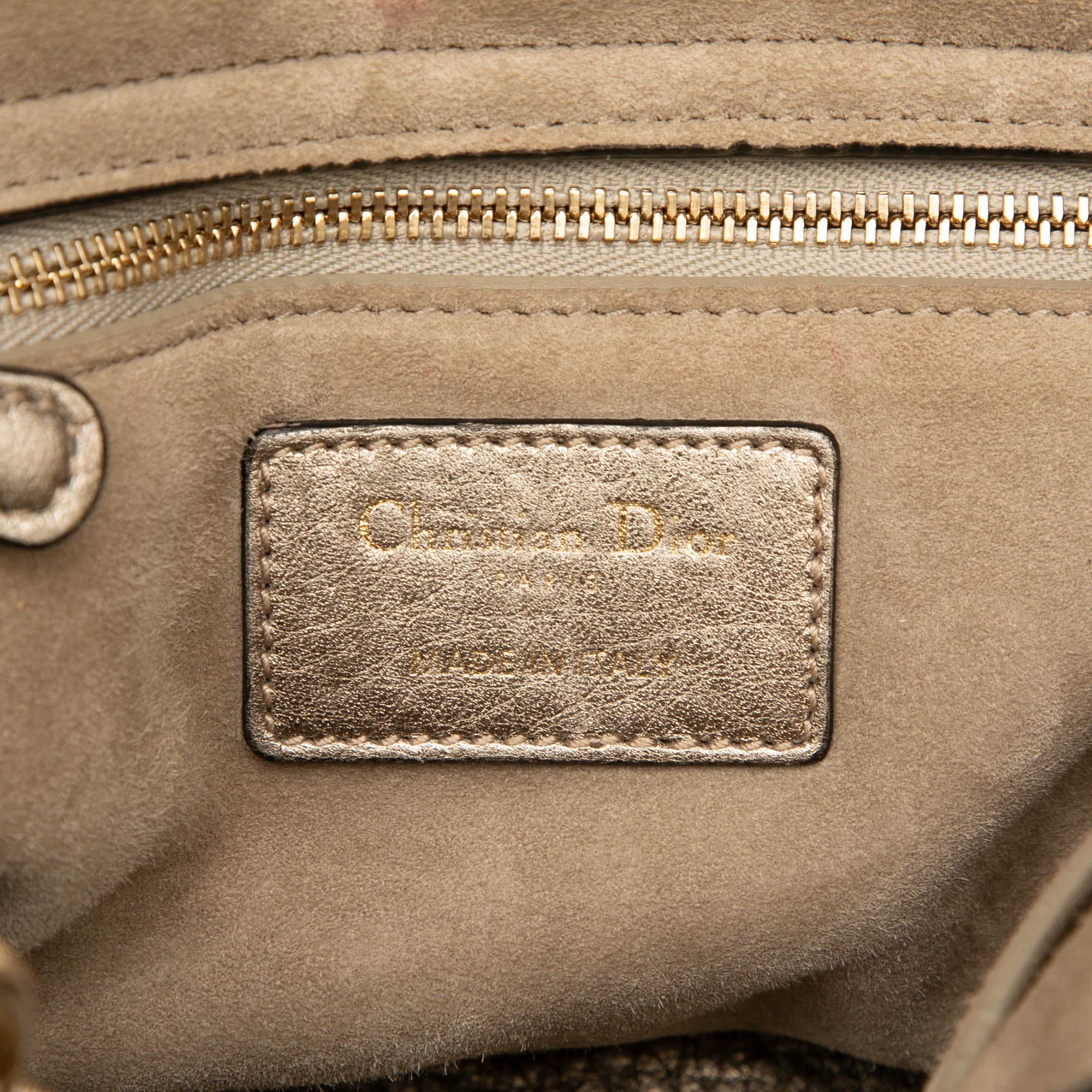Medium Metallic Grained Calfskin Cannage Supple Lady Dior